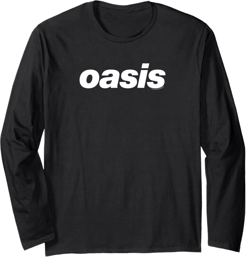 Amazon.com: Oasis – White Logo On Black Long Sleeve T-Shirt